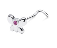 Silver Butterfly Curved Nose Stud NSKZ-1730